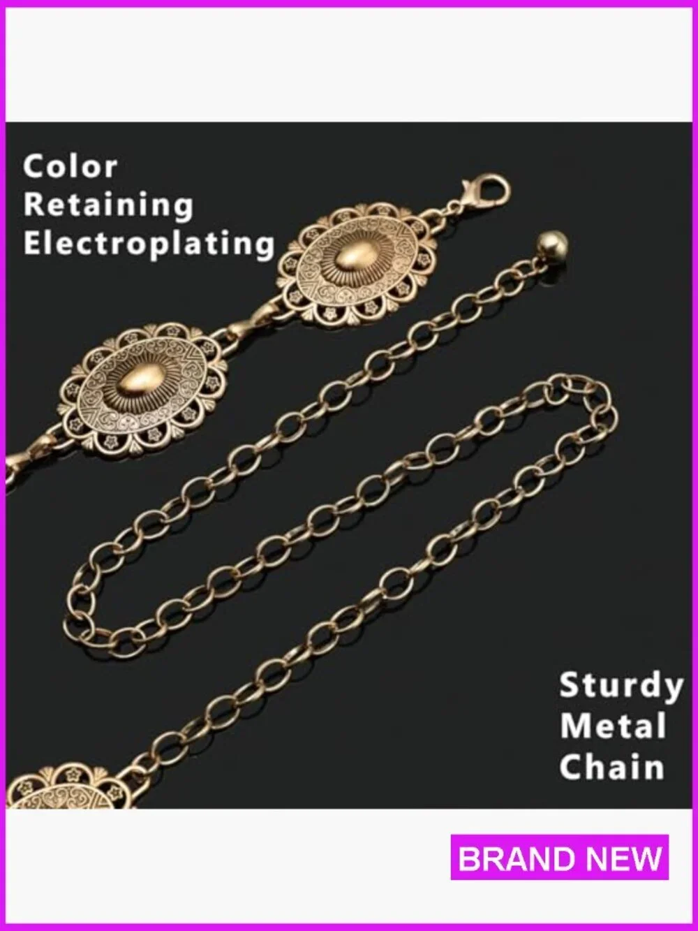 Western Chain Belt Metal Concho Adjustable Boho Chic Dresses Jeans Outfit